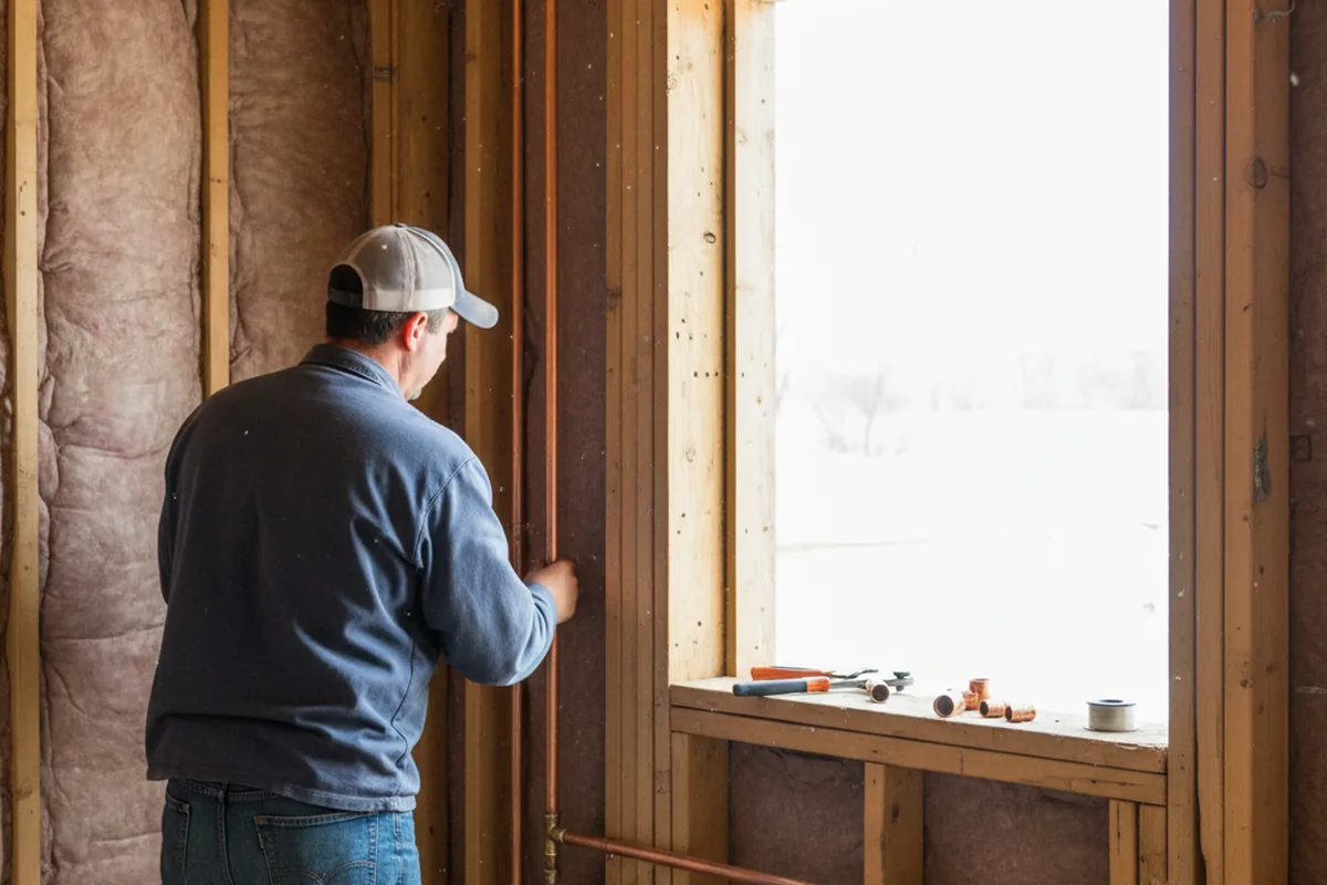 Licensed plumber running new copper supply lines in a Syracuse home